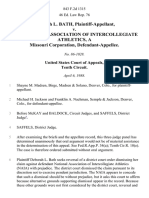 Deborah L. Bath v. The National Association of Intercollegiate Athletics, A Missouri Corporation, 843 F.2d 1315, 10th Cir. (1988)