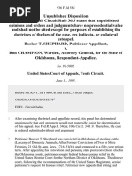 Booker T. Shephard v. Ron Champion, Warden, Attorney General, For The State of Oklahoma, 936 F.2d 583, 10th Cir. (1991)