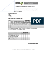 Encuesta de Opinión Del Desempeño Docente