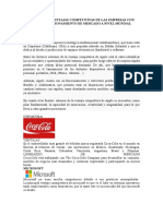 Principales Ventajas Competitivas de Las Empresas Con Mejor Posicionamiento de Mercado A Nivel Mundial