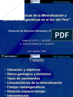 Características de La Mineralización y Épocas Metalogenéticas en El Sur Del Perú