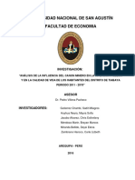 Análisis de La Influencia Del Canon Minero en La Inversión Pública y en La Calidad de Vida de Los Habitantes Del Distrito de Tiabaya Periodo 2011 - 2015 