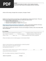 Chemistry C1.1 and C1.2 States of Matter and Atoms Worksheet PDF