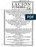 Oracion Funebre A Santa Leocadia - Real Convento Santo Domingo de Guzman 1716