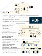 I 1 2 Huntington's Disease: Pedigree Worksheet Name