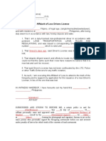 Affidavit of Loss Drivers License