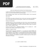 Carta de Terminación de Practicas Profesionales