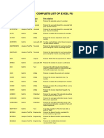 Excel Function List