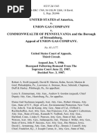 UNITED STATES of America, v. Union Gas Company v. Commonwealth of Pennsylvania and The Borough of Stroudsburg. Appeal of Union Gas Company