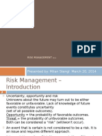 Presented By: Milan Stengl March 20, 2014: Risk Management