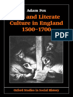 Adam Fox-Oral and Literate Culture in England, 1500-1700 (Oxford Studies in Social History) (2001)