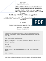 Paul Henry Jordan v. J.J. Clark, Warden Us Parole Commission, 908 F.2d 967, 4th Cir. (1990)