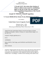 Joseph M. Wright v. T. Travis Medlock Parker Evatt, 904 F.2d 702, 4th Cir. (1990)