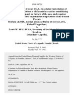 Patricia Lewis, Mother and Next Friend of Davin Lewis v. Louis W. Sullivan, Secretary of Health and Human Services, 954 F.2d 720, 4th Cir. (1992)