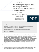 14 Soc - Sec.rep - Ser. 427, Unempl - Ins.rep. CCH 16,913 Gladene S. Adams v. Margaret M. Heckler, Secretary of Health and Human Services, 799 F.2d 131, 4th Cir. (1986)