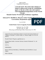 Ronald Charles Wagener v. Edward W. Murray, Director of The Virginia Department of Corrections, 904 F.2d 702, 4th Cir. (1990)