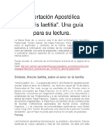 Exhortación Apostólica "Amoris Laetitia". Una Guía para Su Lectura.