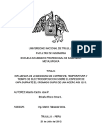 Influencia de La Densidad de Corriente, Temperatura y Tiempo de Electrodeposicion Sobre El Espesor de Capa Durante El Cromado Duro de Una Acero Aisi 3215.