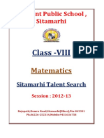 Class 8 Maths Sitamarhi Talent Search 