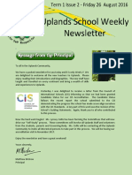 Uplands School Weekly Newsletter - Term 1 Issue 2 - 26 August 2016