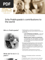 Prabhupada's Contributions To The World