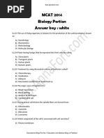 MCAT 2014 Biology Portion Answer Key: White