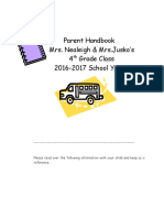 Parent Handbook Mrs. Nealeigh & Mrs - Jusko's 4 Grade Class 2016-2017 School Year