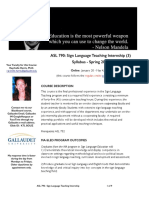 Asl 790 Sign Language Teaching Internship - Three Sections - Spring 2015