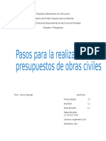 Pasos para La Realizacion de Presupuestos de Obras Civiles