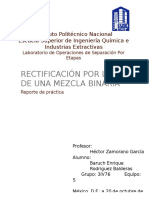 Rectificación Por Lotes de Una Mezcla Binaria