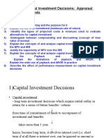 CHP 1 - Capital Investment Decisions Appraisal Methods