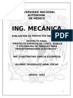 Evaluación de Proyecto Mecánico (Empresa Soldadura)