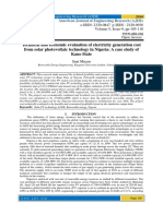 Technical and Economic Evaluation of Electricity Generation Cost From Solar Photovoltaic Technology in Nigeria: A Case Study of Kano State