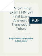 FIN 571 Final Exam - FIN 571 Final Exam Answers - Transweb E Tutors