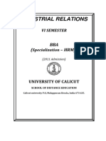 BBA (Specialization - HRM) - VI Sem-Industrial Relations