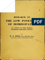 Research On The Low Potencies of Homeopathy