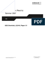 EdExcel A Level Chemistry Unit 4 Mark Scheme Results Paper 1 June 2007