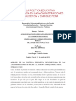 Análisis de La Política Educativa Implementada en Las Administraciones de Felipe Calderón y Enrique Peña Nieto