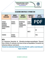 Horario Evaluaciones II Periodo