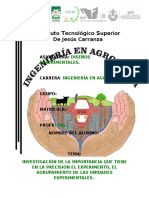 Importancia Que Tiene en La Precision El Experimento, El Agrupamiento de Las Unidades Experimentales