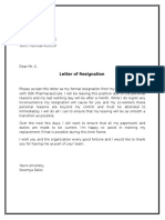 Resignation Letter