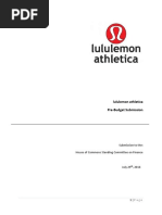 Lululemon Submission To Parliamentary Finance Committee