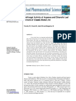 Antifungal Activity of Aqueous and Ethanolic Leaf Extracts of Cassia Alata Linn