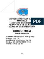 Bioquimica: Universidad Técnica de Machala Facultad de Ciencias Químicas Y de La Salud Carrera de Enfermería