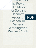 'To Cash Paid The Revrd. John Mason For Servant Hannah's Wages ': Hannah Till, General Washington's Wartime Cook