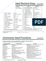 TTS Shortcut Keys Functions Excel 2007