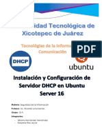 Instalacion y Configuracion de Servidor DHCP Ubuntu Server 16