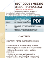 Subject Code: Me6302 Manufacturing Technology 1