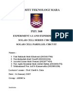 Universiti Teknologi Mara: Experiment 1.2 and Experiment 1.3 Solar Cell Series Circuit Solar Cell Parellel Circuit