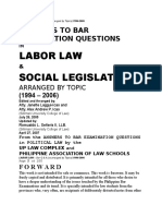 Labor Law Social Legislation: Answers To Bar Examination Questions